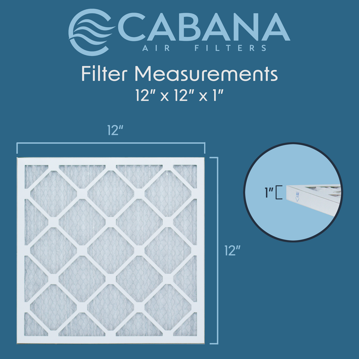 Cabana Filters 12x12x1 AC Furnace Air Filter Capture Unwanted Particles, Pleated Furnace Filter HVAC AC Filters - Made in the USA - 6 Pack
