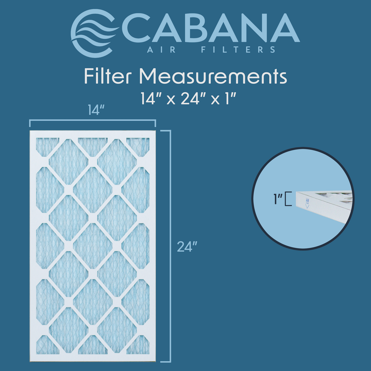 Cabana Filters 14x24x1 AC Furnace Air Filter Capture Unwanted Particles, Pleated Furnace Filter HVAC AC Filters - Made in the USA - 6 Pack