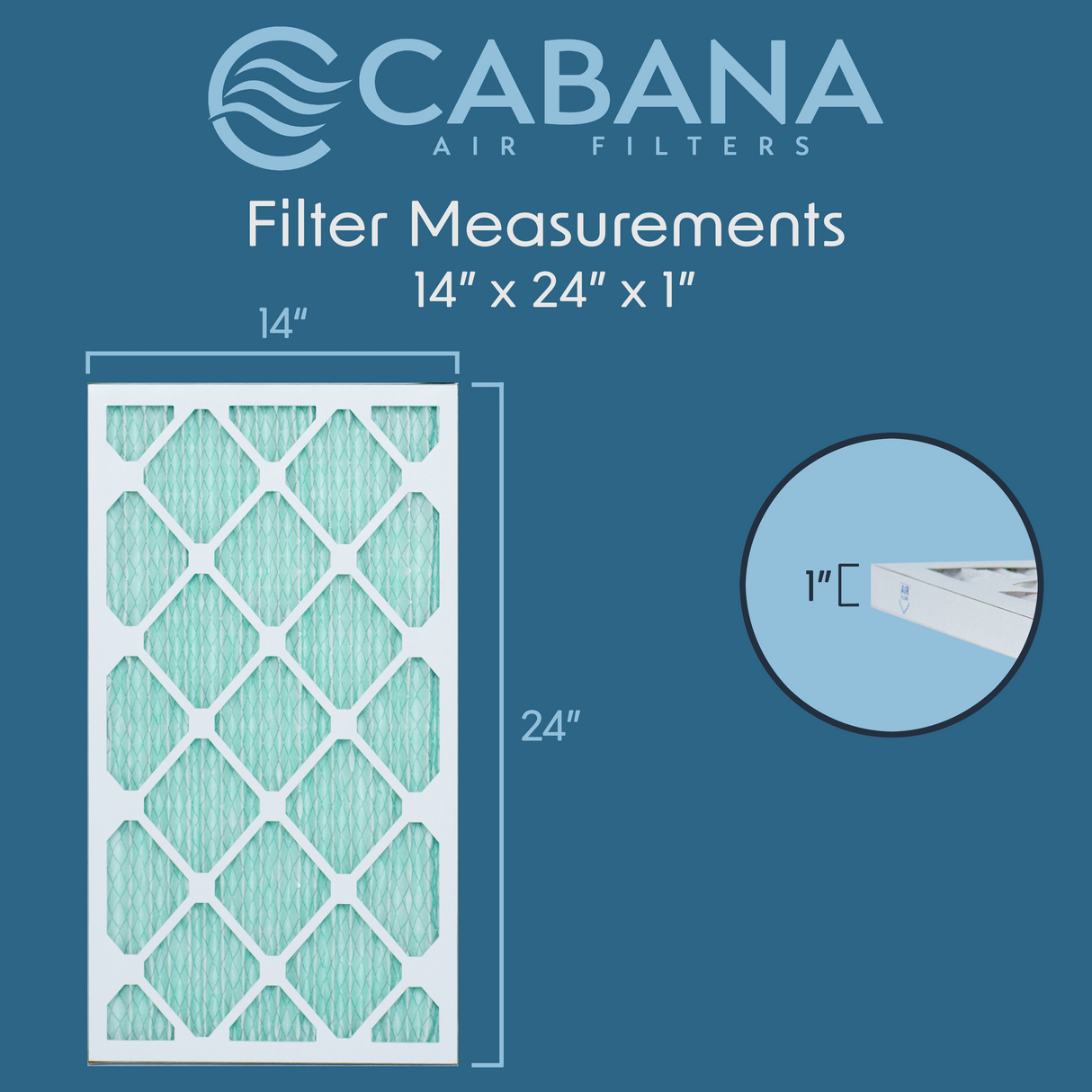 Cabana Filters 14x24x1 AC Furnace Air Filter Capture Unwanted Particles, Pleated Furnace Filter HVAC AC Filters - Made in the USA - 6 Pack