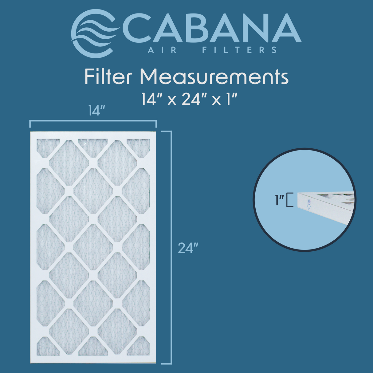 Cabana Filters 14x24x1 AC Furnace Air Filter Capture Unwanted Particles, Pleated Furnace Filter HVAC AC Filters - Made in the USA - 6 Pack