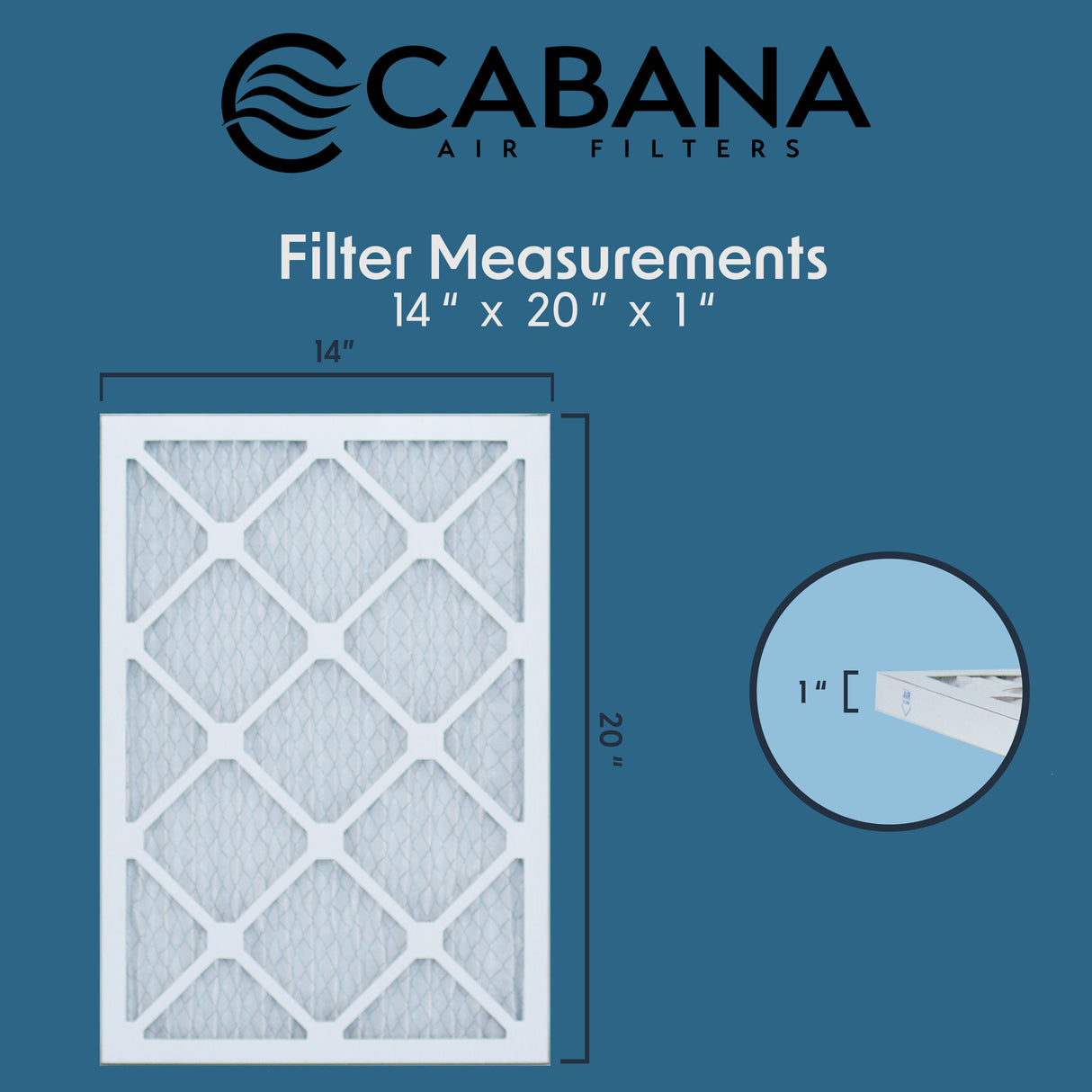 Cabana Filters 14x20x1 AC Furnace Air Filter Capture Unwanted Particles, Pleated Furnace Filter HVAC AC Filters - Made in the USA - 6 Pack