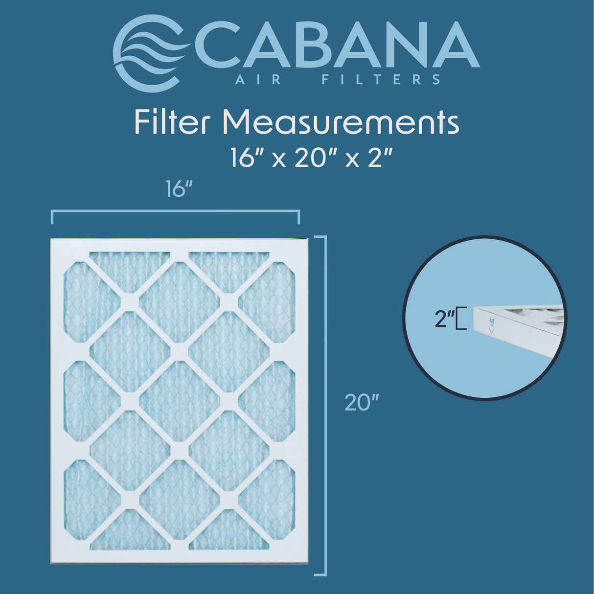 Cabana Filters 16x20x2 AC Furnace Air Filter Capture Unwanted Particles, Pleated Furnace Filter HVAC AC Filters - Made in the USA - 6 Pack