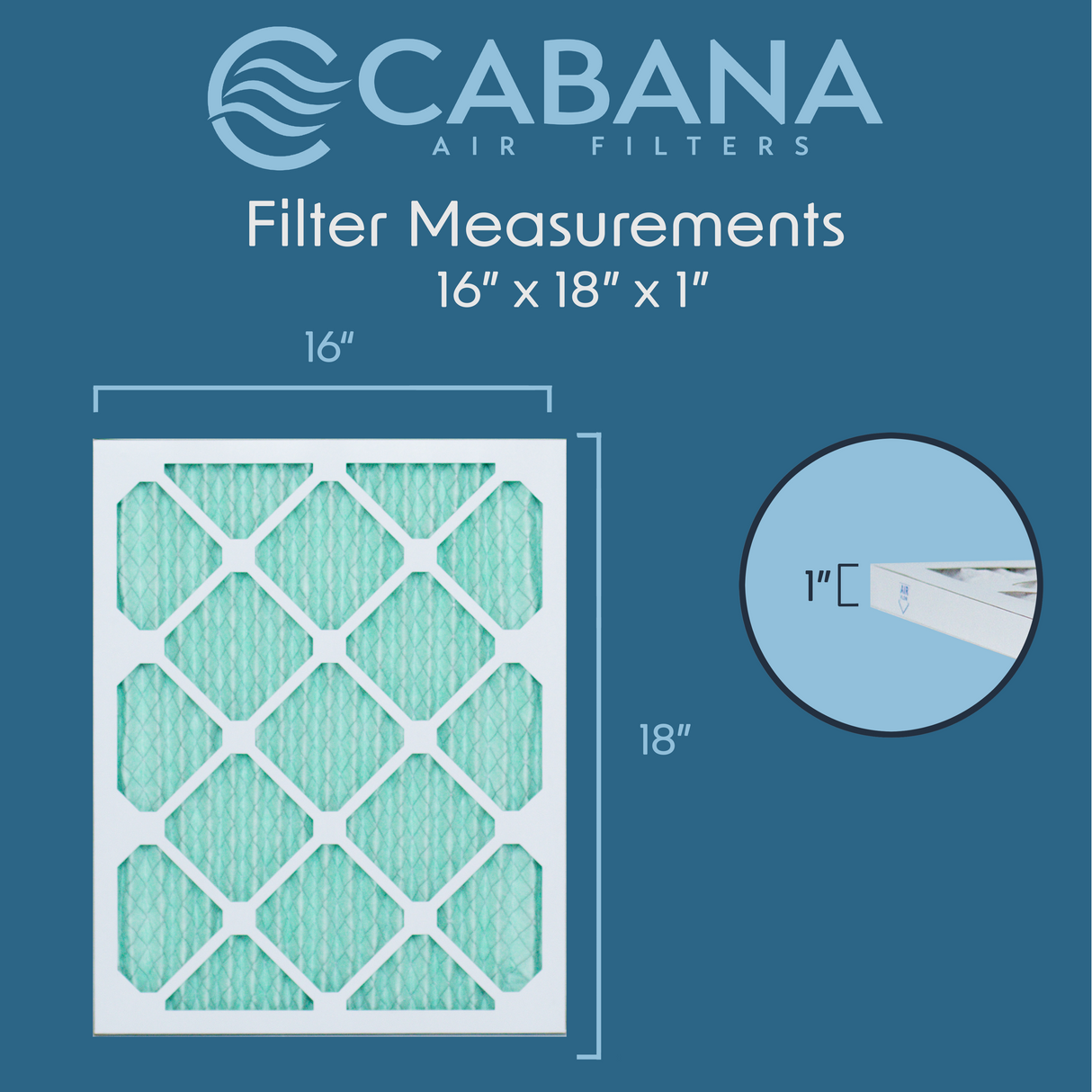 Cabana Filters 16x18x1 AC Furnace Air Filter Capture Unwanted Particles, Pleated Furnace Filter HVAC AC Filters - Made in the USA - 6 Pack