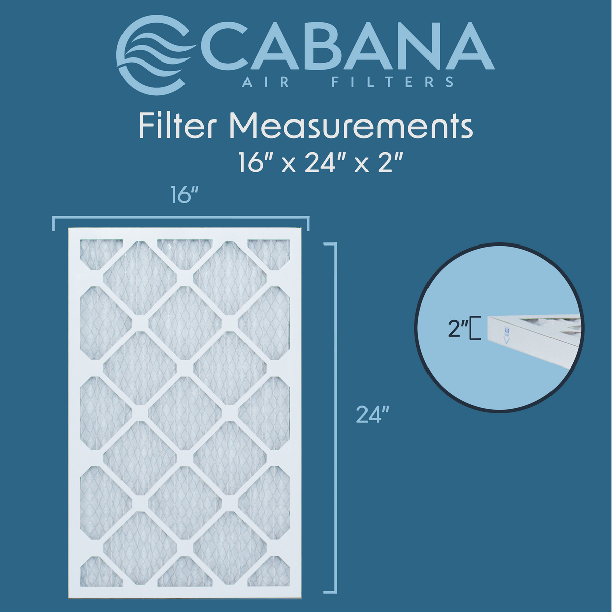 Cabana Filters 16x24x2 AC Furnace Air Filter Capture Unwanted Particles, Pleated Furnace Filter HVAC AC Filters - Made in the USA - 6 Pack