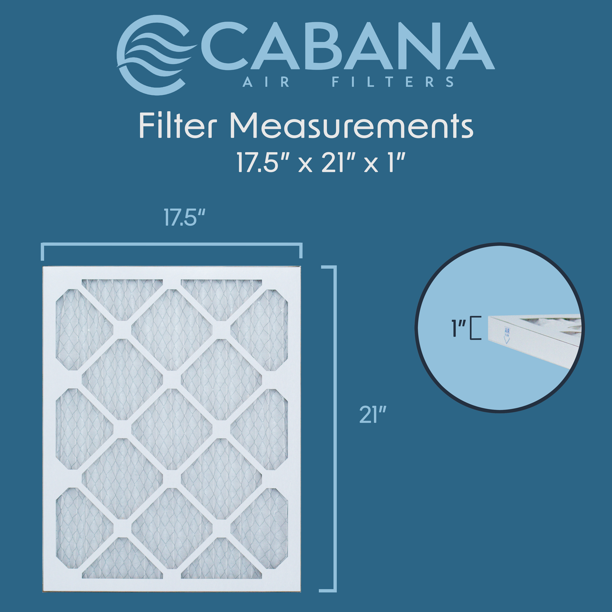 Cabana Filters 17.5x21x1 AC Furnace Air Filter Capture Unwanted Particles, Pleated Furnace Filter HVAC AC Filters - Made in the USA - 6 Pack