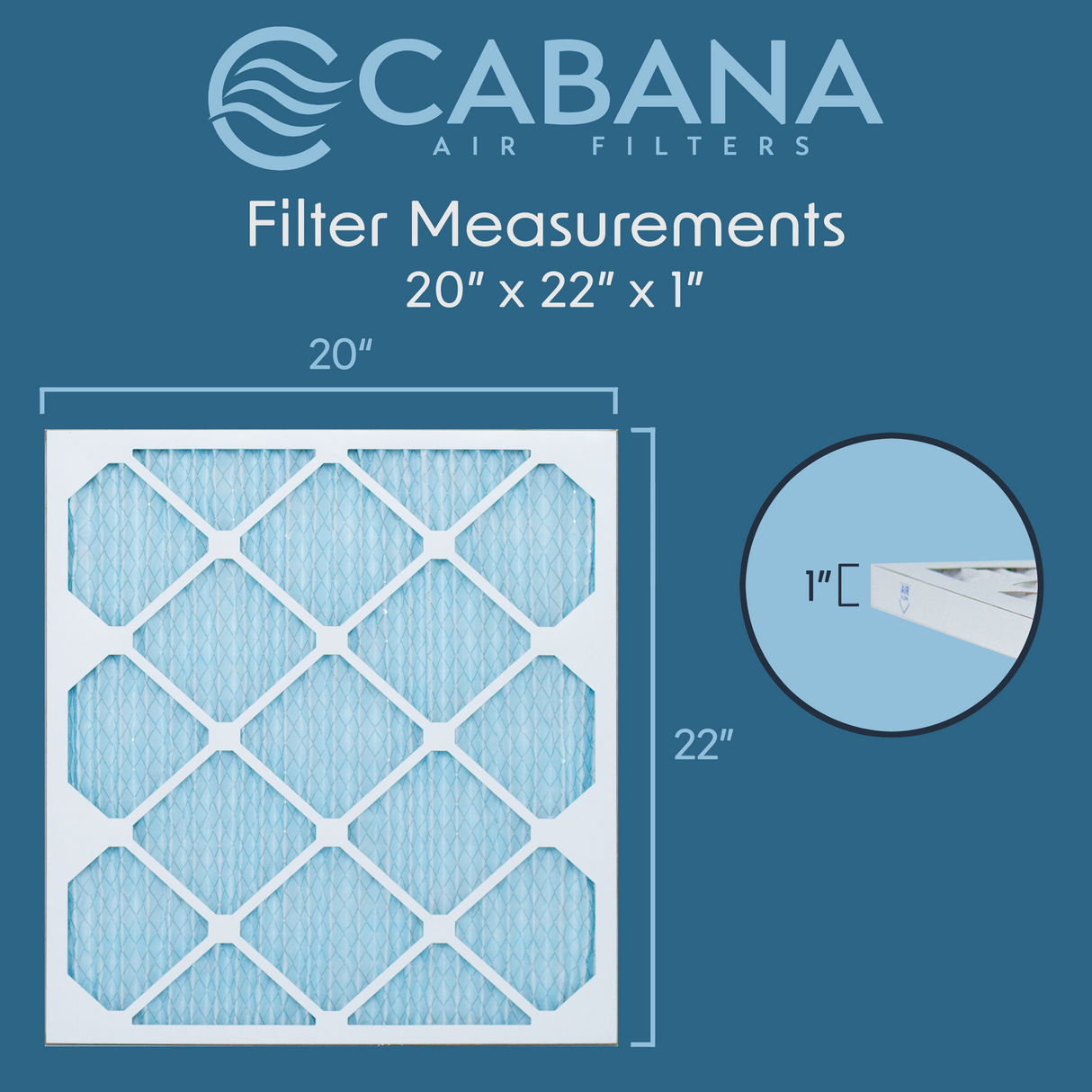 Cabana Filters 20x22x1 AC Furnace Air Filter Capture Unwanted Particles, Pleated Furnace Filter HVAC AC Filters - Made in the USA - 6 Pack