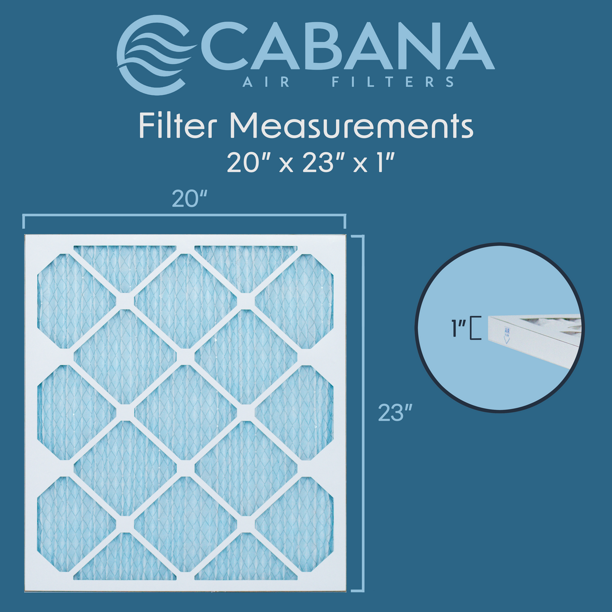 Cabana Filters 20x23x1 AC Furnace Air Filter Capture Unwanted Particles, Pleated Furnace Filter HVAC AC Filters - Made in the USA - 6 Pack