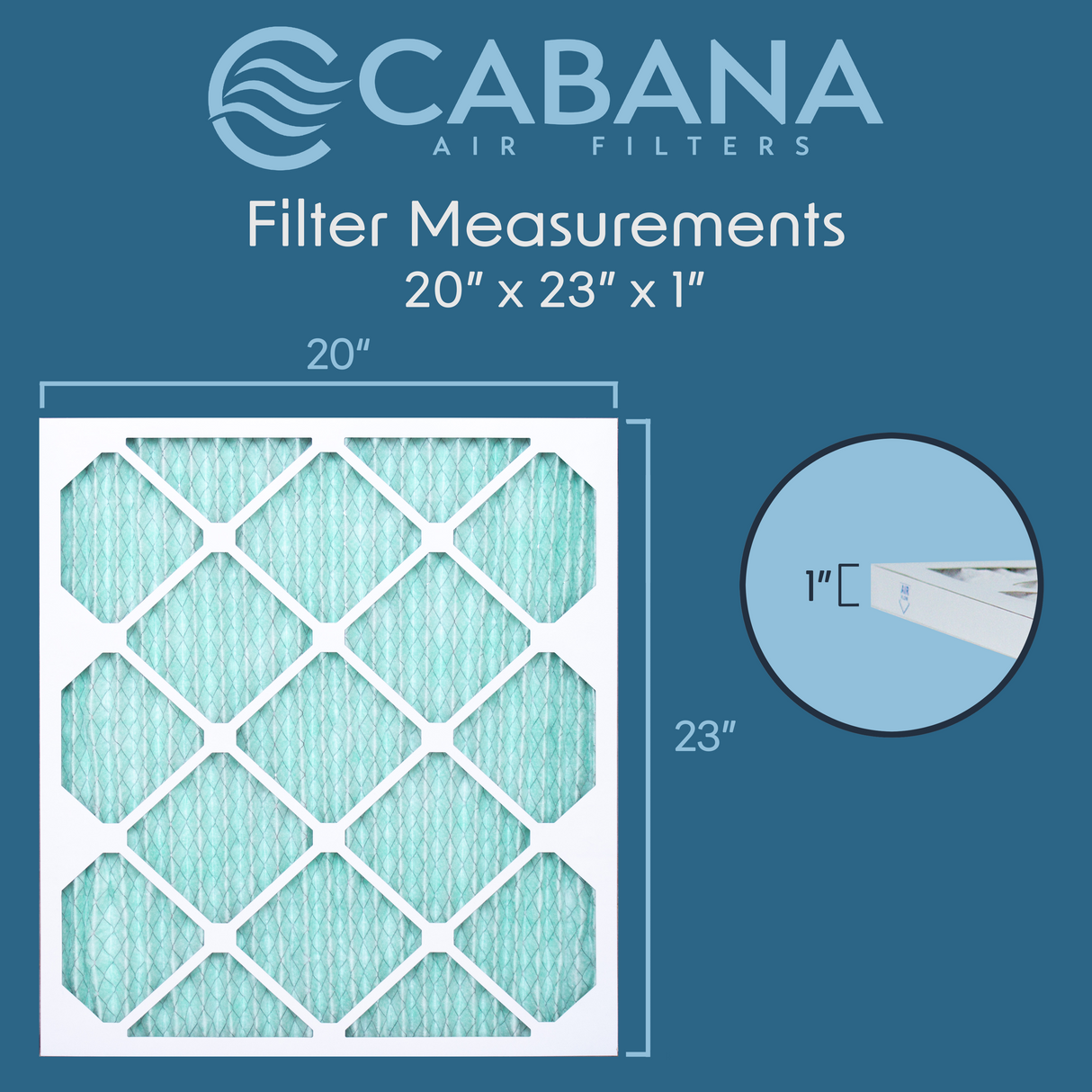 Cabana Filters 20x23x1 AC Furnace Air Filter Capture Unwanted Particles, Pleated Furnace Filter HVAC AC Filters - Made in the USA - 6 Pack