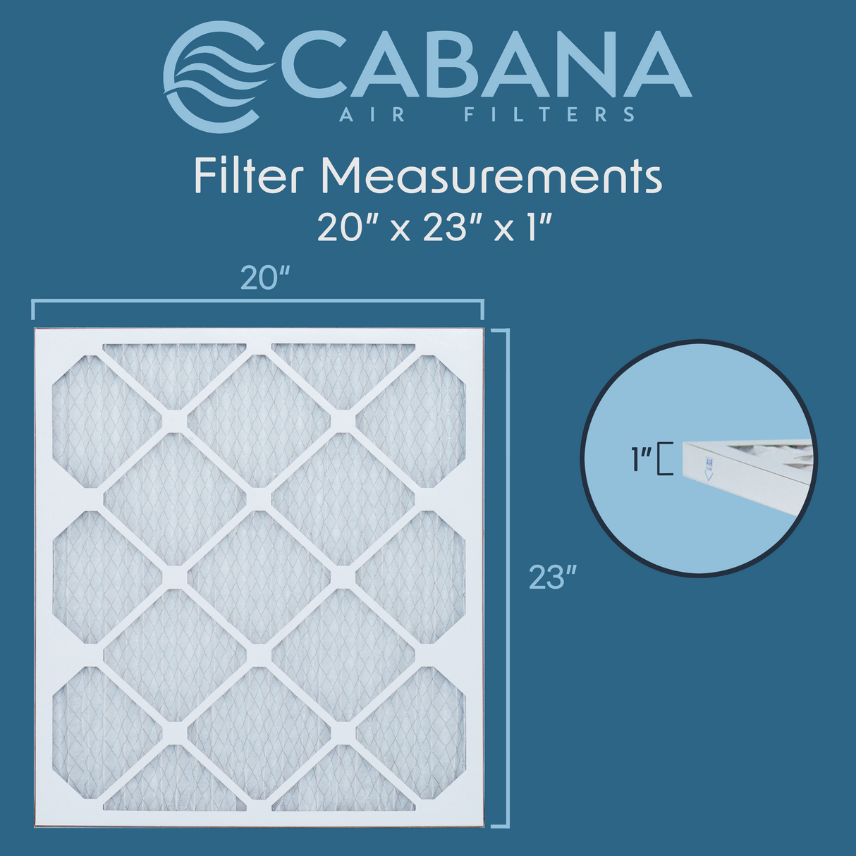 Cabana Filters 20x23x1 AC Furnace Air Filter Capture Unwanted Particles, Pleated Furnace Filter HVAC AC Filters - Made in the USA - 6 Pack