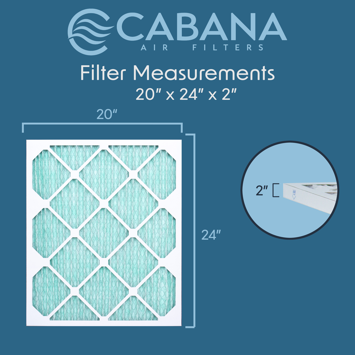 Cabana Filters 20x24x2 AC Furnace Air Filter Capture Unwanted Particles, Pleated Furnace Filter HVAC AC Filters - Made in the USA - 6 Pack