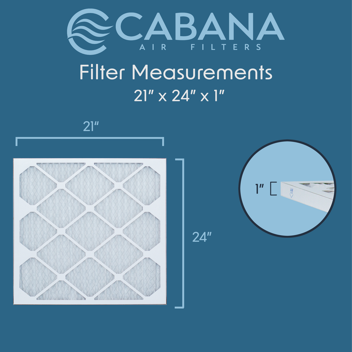 Cabana Filters 21x24x1 AC Furnace Air Filter Capture Unwanted Particles, Pleated Furnace Filter HVAC AC Filters - Made in the USA - 6 Pack