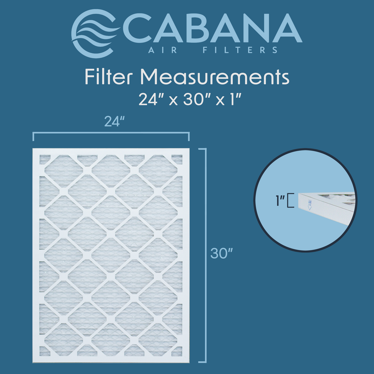 Cabana Filters 24x30x1 AC Furnace Air Filter Capture Unwanted Particles, Pleated Furnace Filter HVAC AC Filters - Made in the USA - 6 Pack