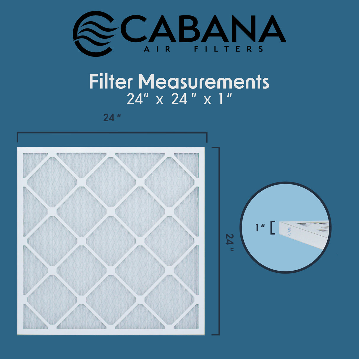 Cabana Filters 24x24x1 AC Furnace Air Filter Capture Unwanted Particles, Pleated Furnace Filter HVAC AC Filters - Made in the USA - 6 Pack