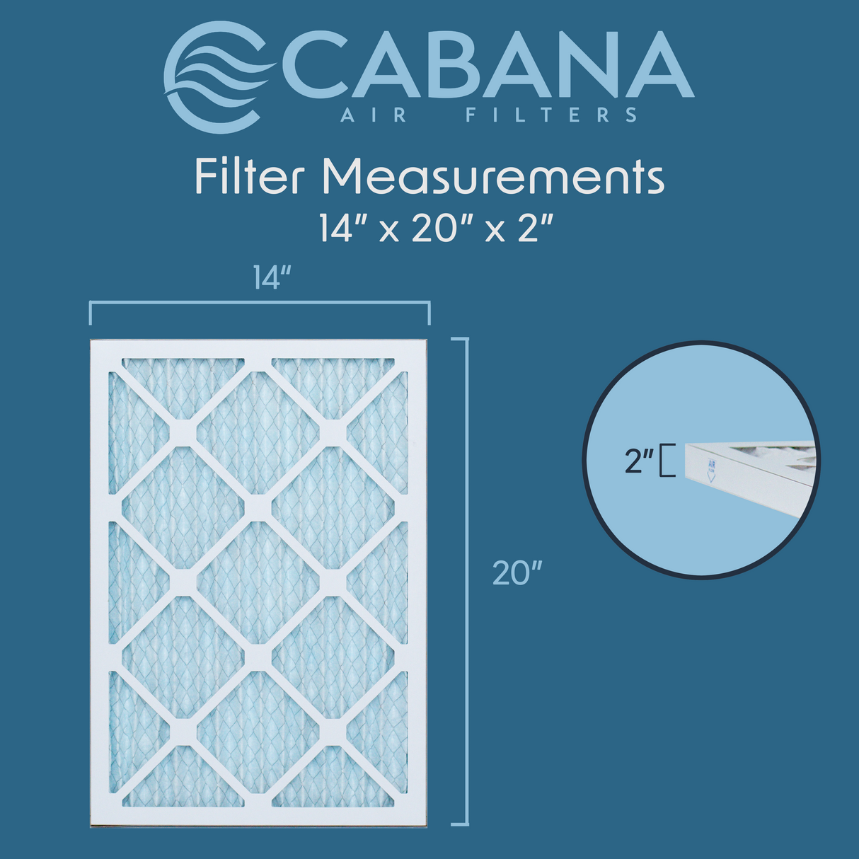 Cabana Filters 14x20x2 AC Furnace Air Filter Capture Unwanted Particles, Pleated Furnace Filter HVAC AC Filters - Made in the USA - 6 Pack