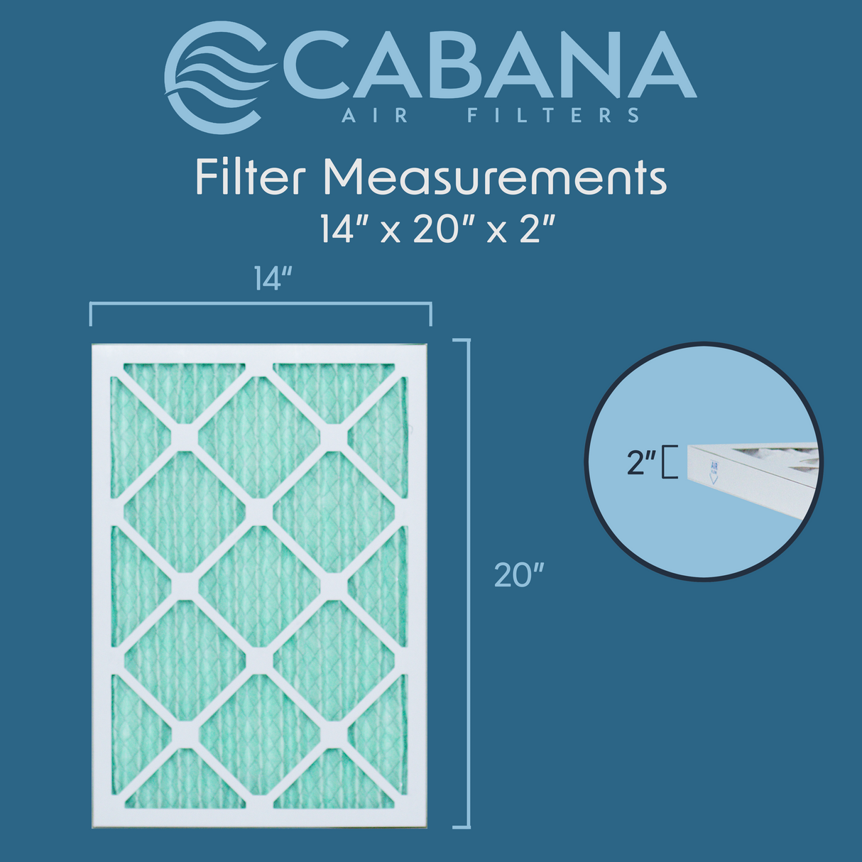 Cabana Filters 14x20x2 AC Furnace Air Filter Capture Unwanted Particles, Pleated Furnace Filter HVAC AC Filters - Made in the USA - 6 Pack