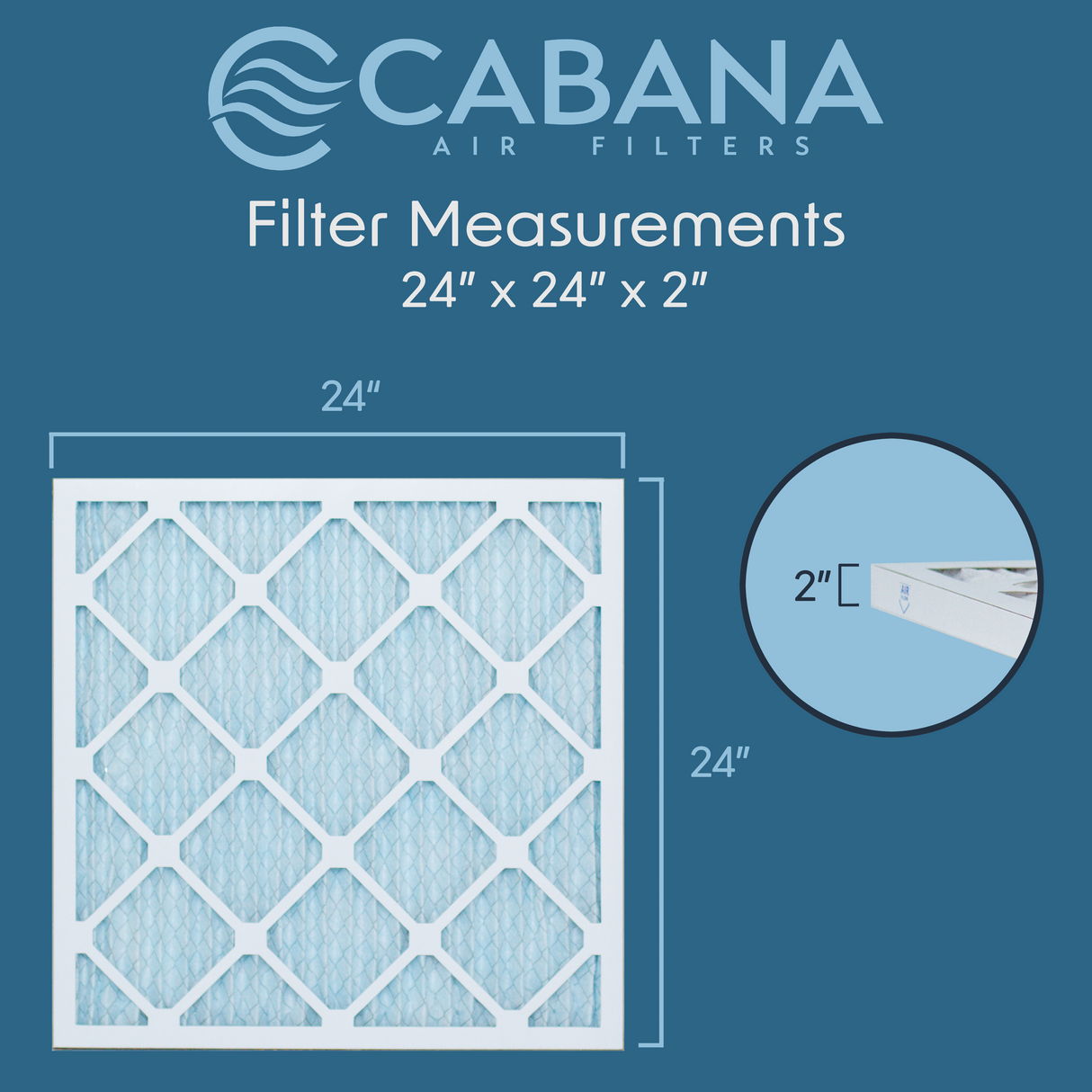 Cabana Filters 24x24x2 AC Furnace Air Filter Capture Unwanted Particles, Pleated Furnace Filter HVAC AC Filters - Made in the USA - 6 Pack