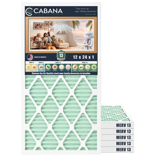 Cabana MERV 13 air filter, 12 x 24 x 1 in, 6-pack