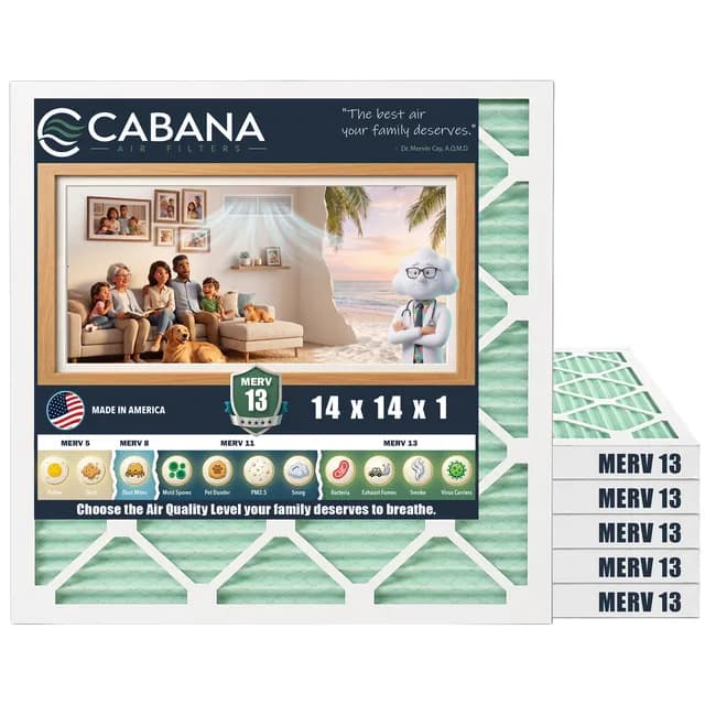 Cabana MERV 13 air filter, 14 x 14 x 1 in, 6-pack