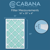 Cabana Filters 16x25x4 AC Furnace Air Filter Capture Unwanted Particles, Pleated Furnace Filter HVAC AC Filters - Made in the USA - 3 Pack