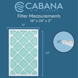Cabana Filters 16x24x2 AC Furnace Air Filter Capture Unwanted Particles, Pleated Furnace Filter HVAC AC Filters - Made in the USA - 6 Pack