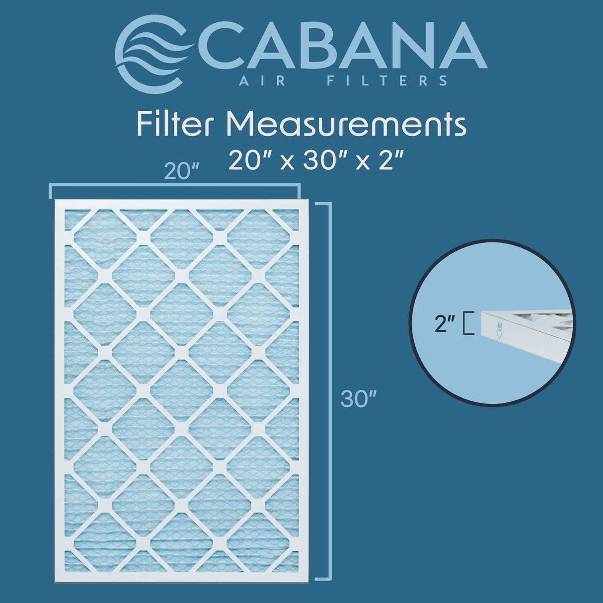 Cabana Filters 20x30x2 AC Furnace Air Filter Capture Unwanted Particles, Pleated Furnace Filter HVAC AC Filters - Made in the USA - 6 Pack