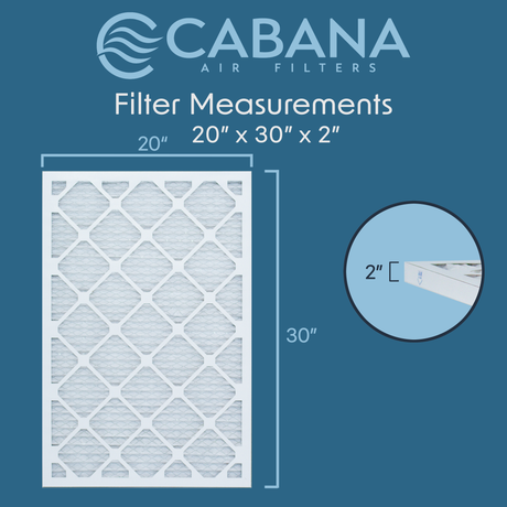 Cabana Filters 20x30x2 AC Furnace Air Filter Capture Unwanted Particles, Pleated Furnace Filter HVAC AC Filters - Made in the USA - 6 Pack